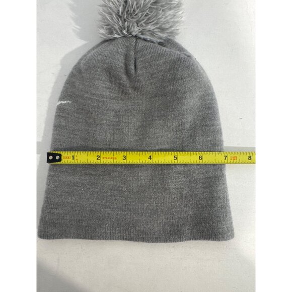 Nike Youth Ski Cap Gray/White Swoosh Logo SpellOut Ski Beanie Classic Streetwear - Picture 3 of 8